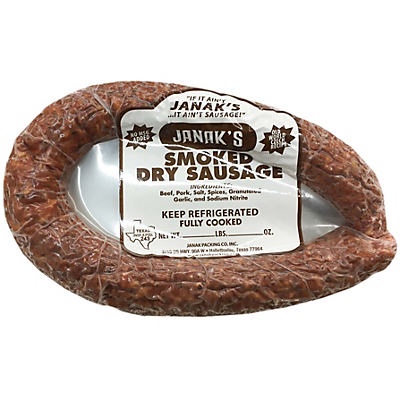 slide 1 of 1, Janak's Dry Sausage, per lb