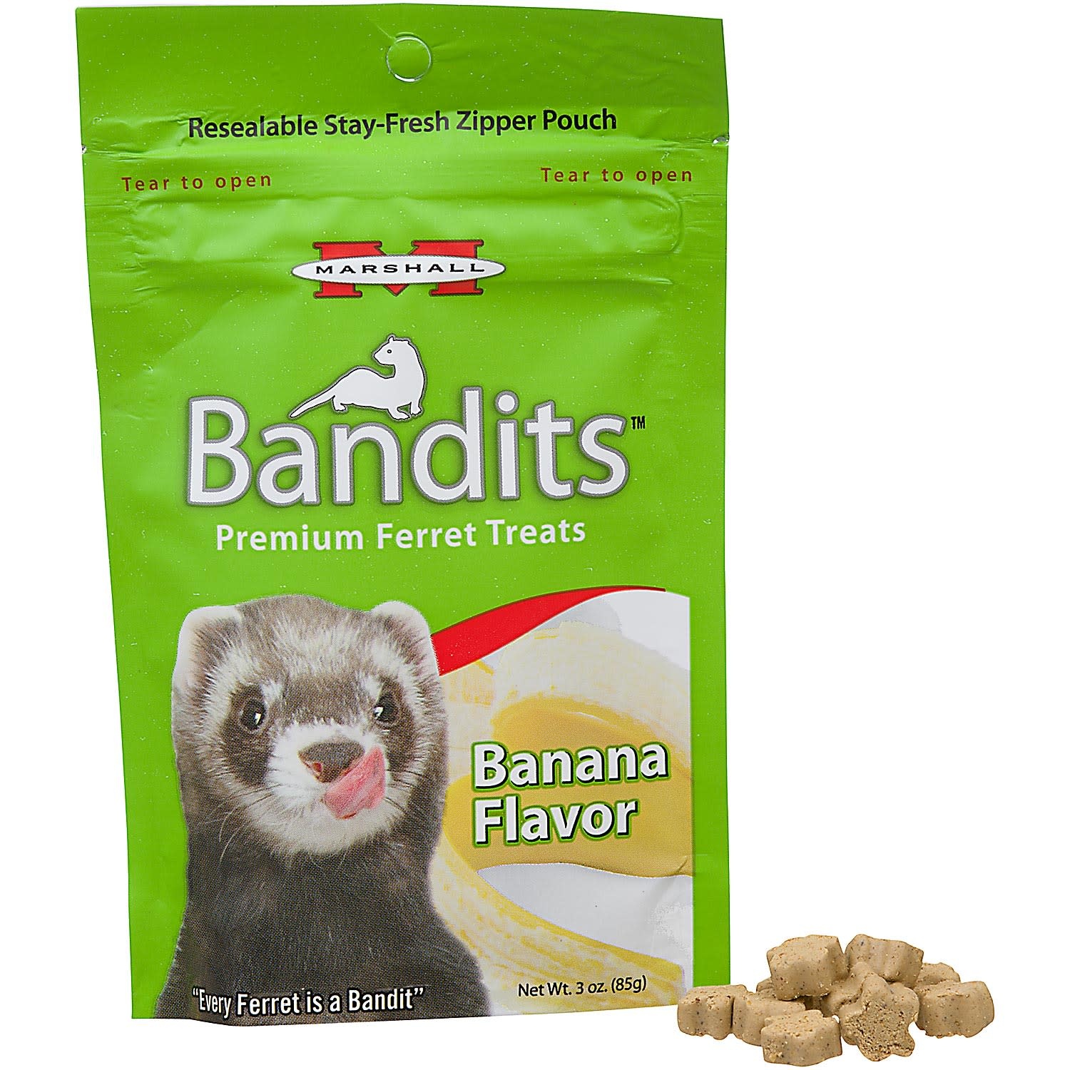 slide 1 of 1, Marshall Pet Products Bandits Premium Banana Ferret Treats, 3 oz