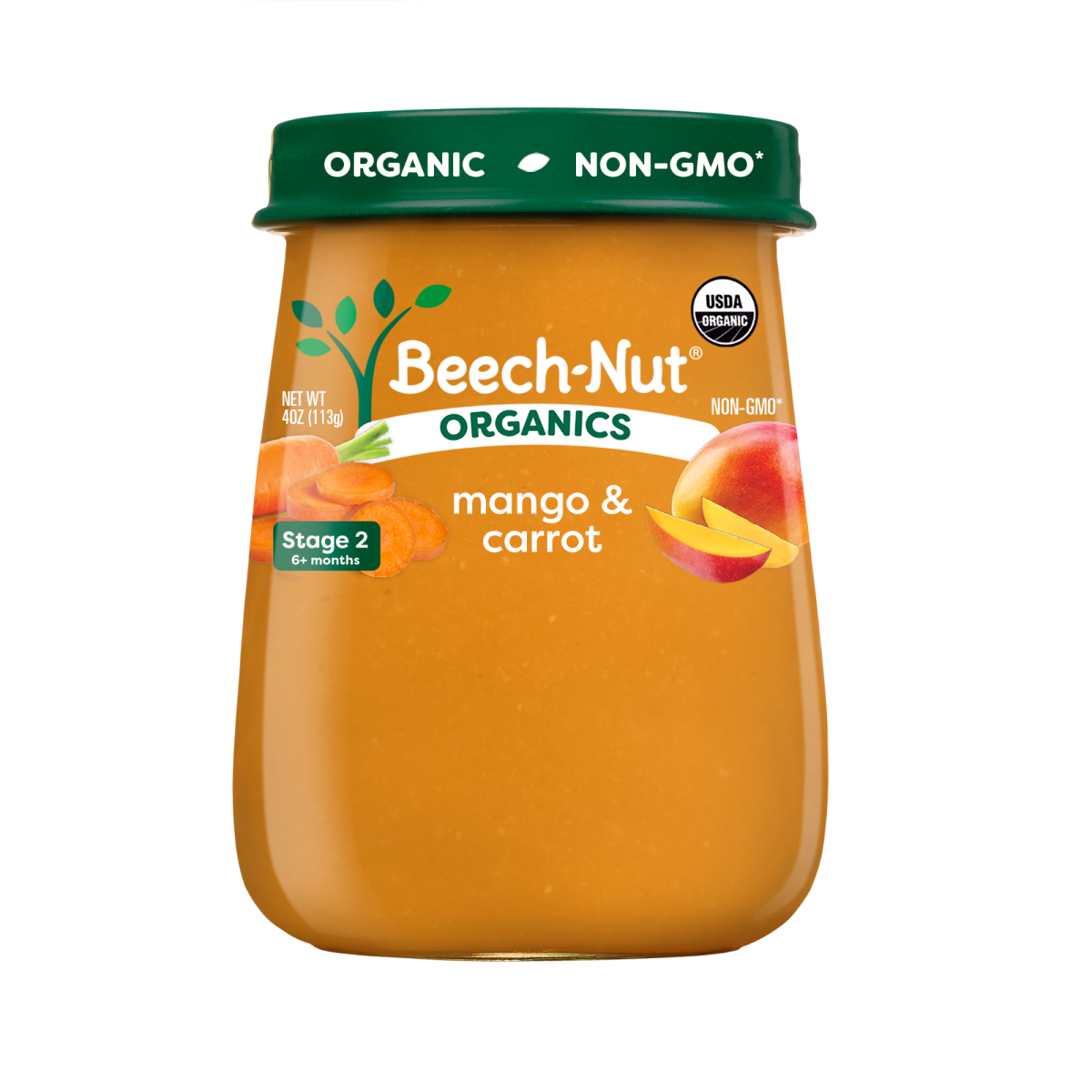 slide 1 of 1, Beech-Nut Organics Stage 2 Organic Baby Food, Mango & Carrot, 4oz Jar, 4 oz
