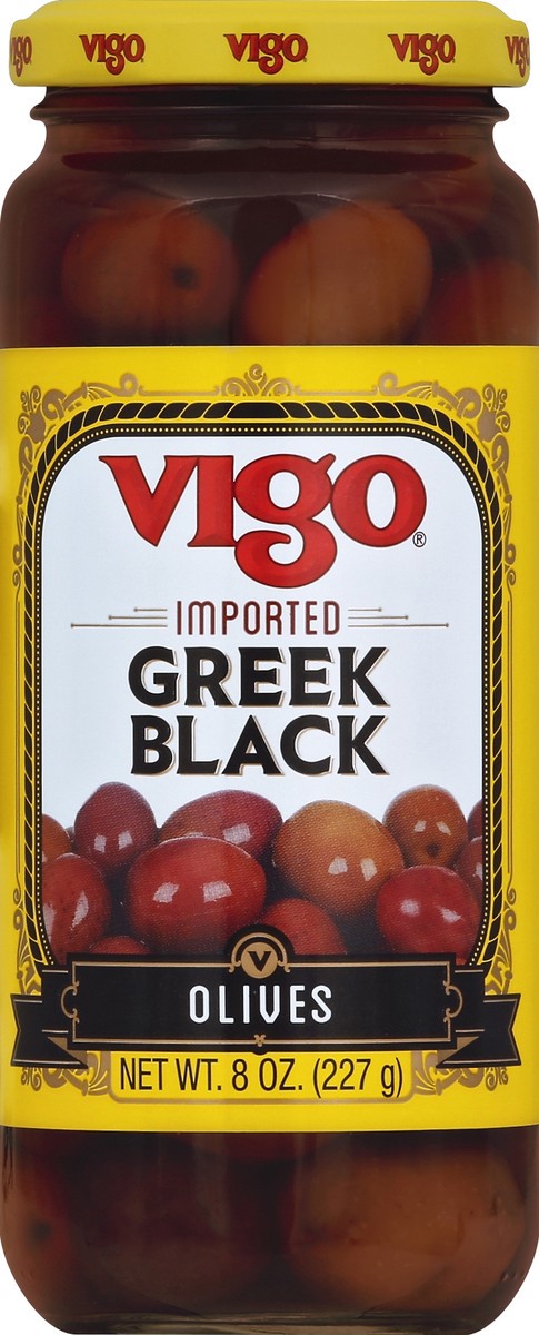 slide 2 of 2, Vigo Olives, Greek Black, 8 oz