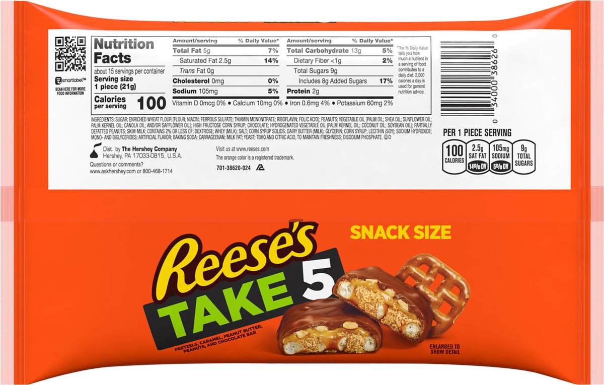 slide 5 of 6, TAKE5 Snack Size Candy Bars, 11.25 oz