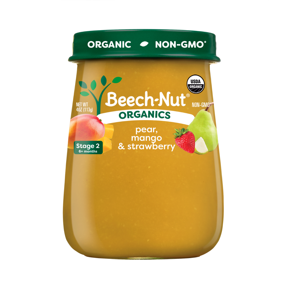 slide 1 of 1, Beech-Nut Organics Stage 2 Organic Baby Food, Pear Mango & Strawberry, 4oz Jar, 4 oz