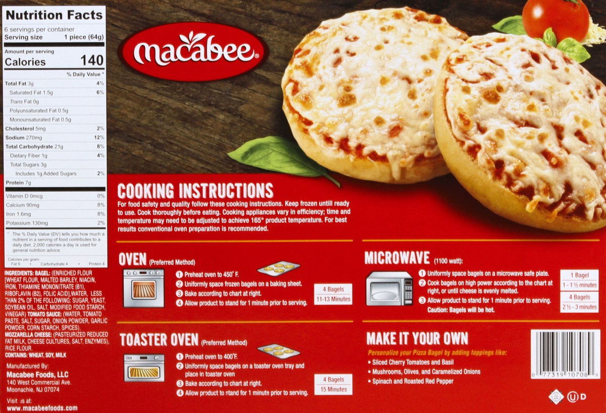 slide 3 of 11, Macabee Kosher Foods 6 Cheese Bagel Pizzas, 12.5 oz