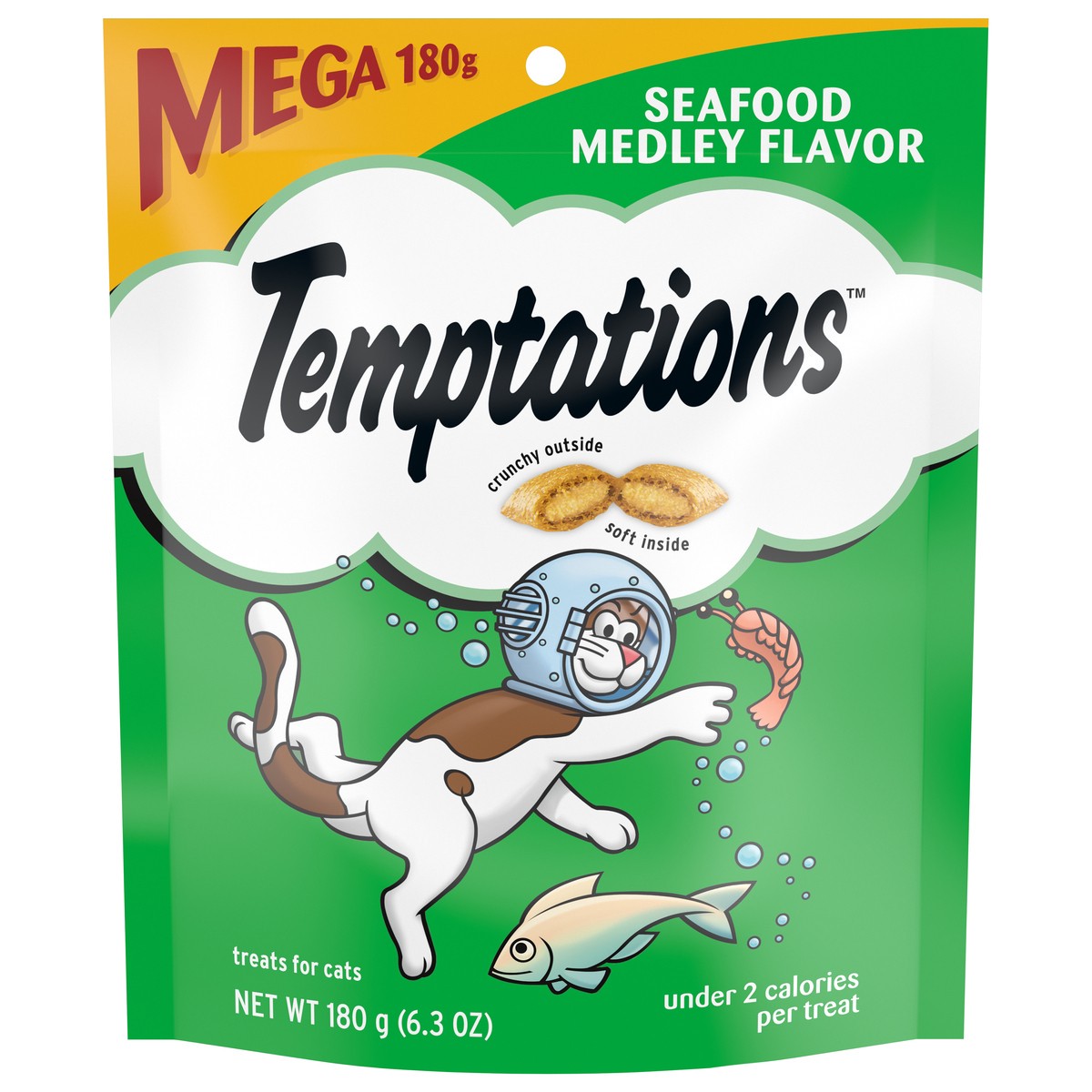 slide 1 of 9, Temptations Seafood Medley Flavor Crunchy Cat Treats - 6.3oz, 6.3 oz