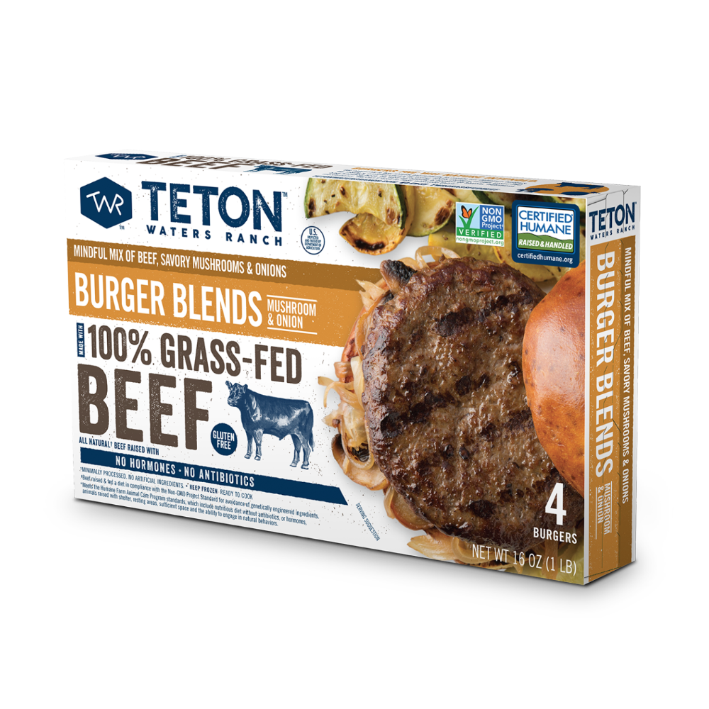 slide 1 of 1, Teton Waters Ranch Mushroom And Onion Burger Blends, 4 ct; 5.6 oz