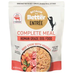 Because It's Better Complete Meal Human Grade Beef Stew with Veggies Dog Food 10 oz