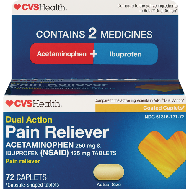slide 1 of 1, CVS Health Dual Apap & Ibu Capsules, 72 ct
