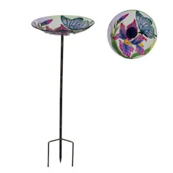 HD Designs Outdoors 10-Inch Diameter Butterfly Birdbath Stake