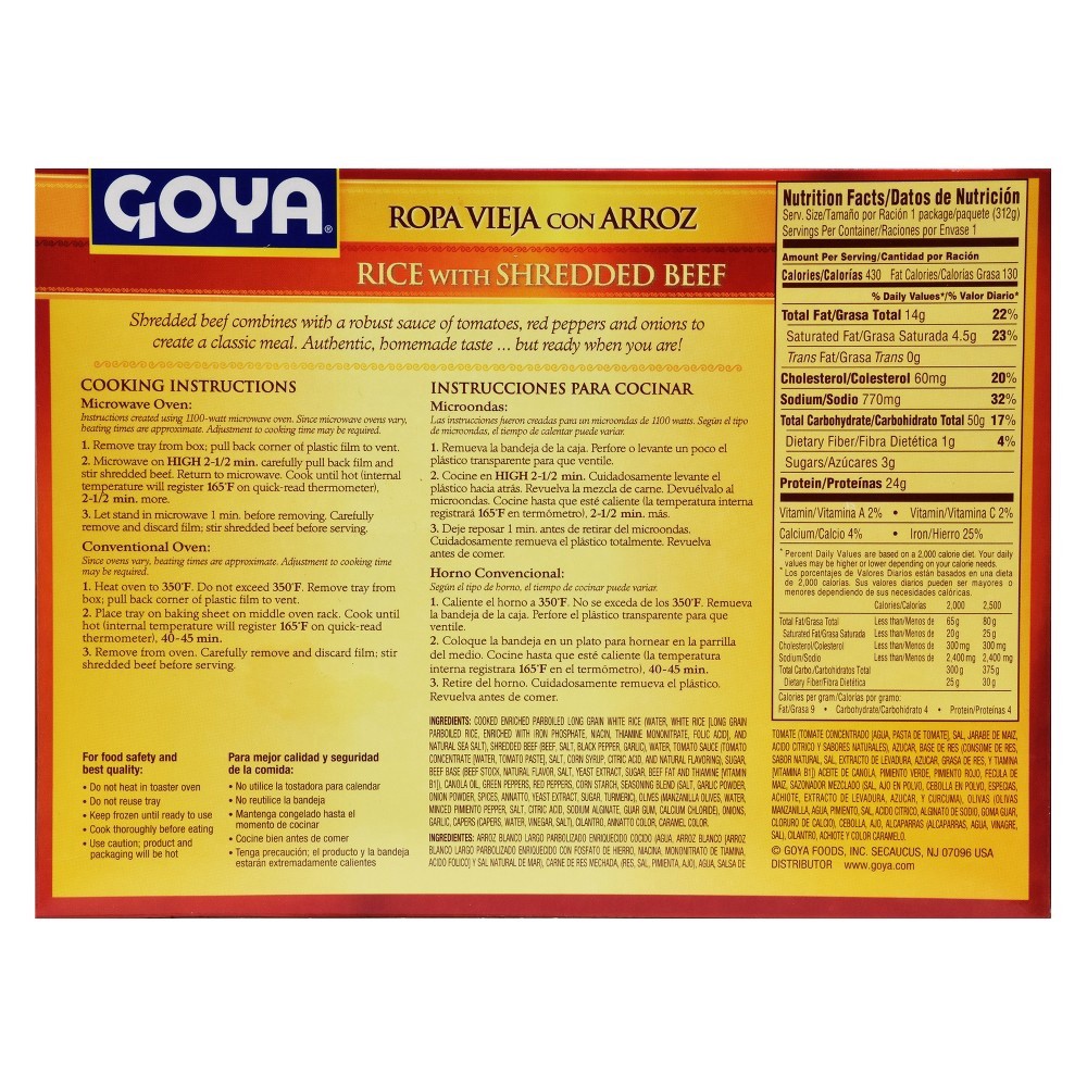 slide 2 of 2, Goya Frozen Ropa Vieja with rice, 11 oz