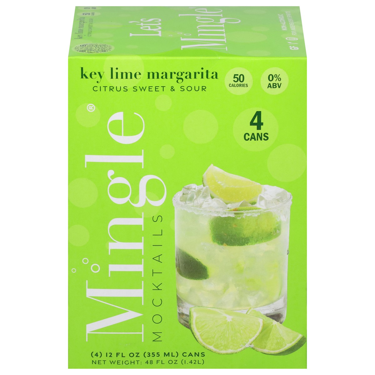 slide 1 of 11, Mingle Key Lime Margarita Mocktails 4 - 12 fl oz Cans, 4 ct; 12 oz