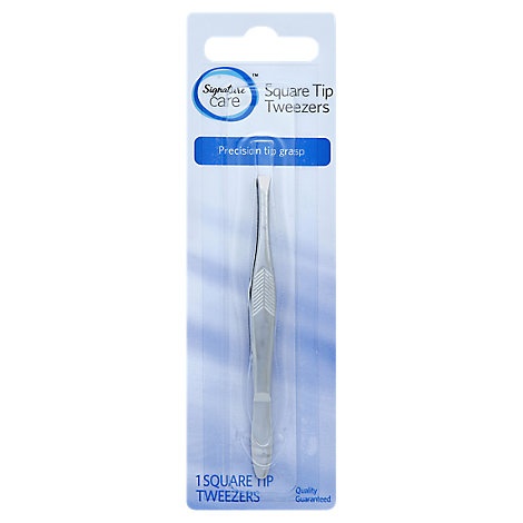 slide 1 of 1, Signature Care Tweezer Square Tip Precision Tip Grasp - Each, 1 ct