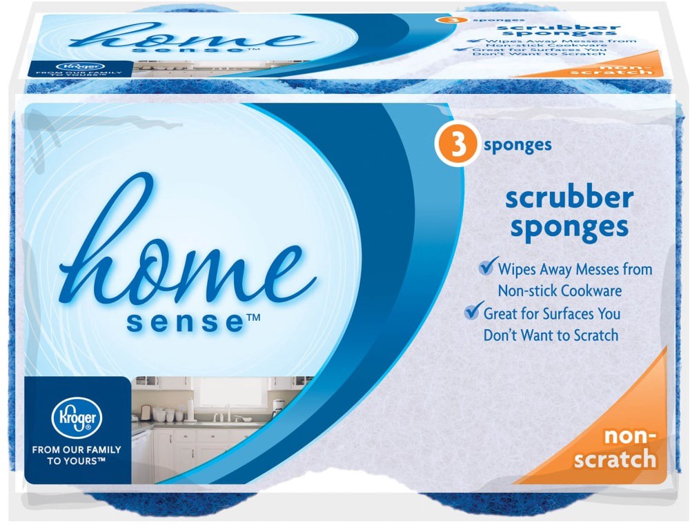 slide 1 of 1, Kroger Home Sense Non-Scratch Scrubber Sponges, 3 ct