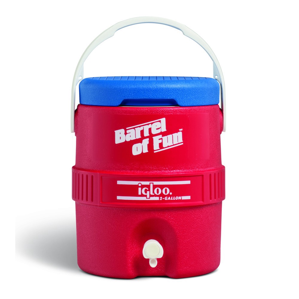 slide 1 of 1, Igloo Red Barrel Of Fun Jug With Spigot, 2 gal
