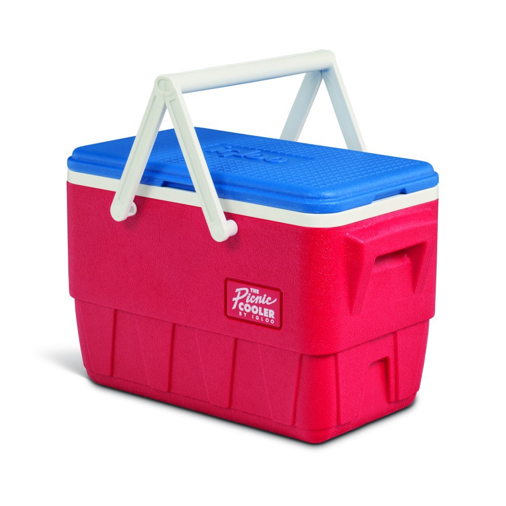 slide 1 of 1, Igloo Red Retro Picnic Basket Cooler, 25 qt