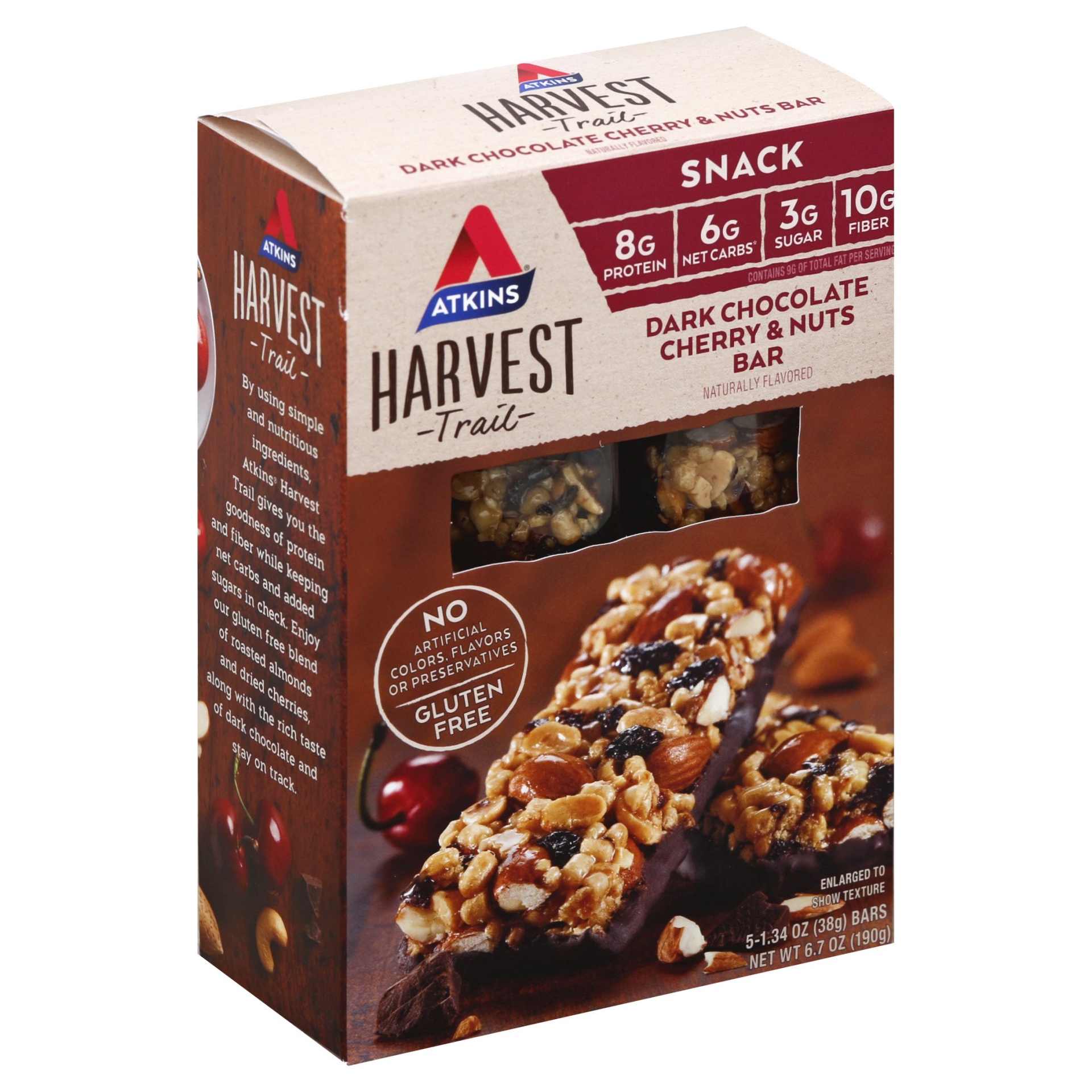 slide 1 of 1, Atkins Harvest Trail Dark Chocolate Cherry & Nuts Bar, 5 ct; 1.3 oz