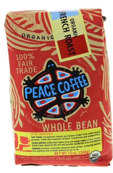 slide 1 of 1, Peace Coffee Organic French Roast Whole Bean Coffee, 12 oz
