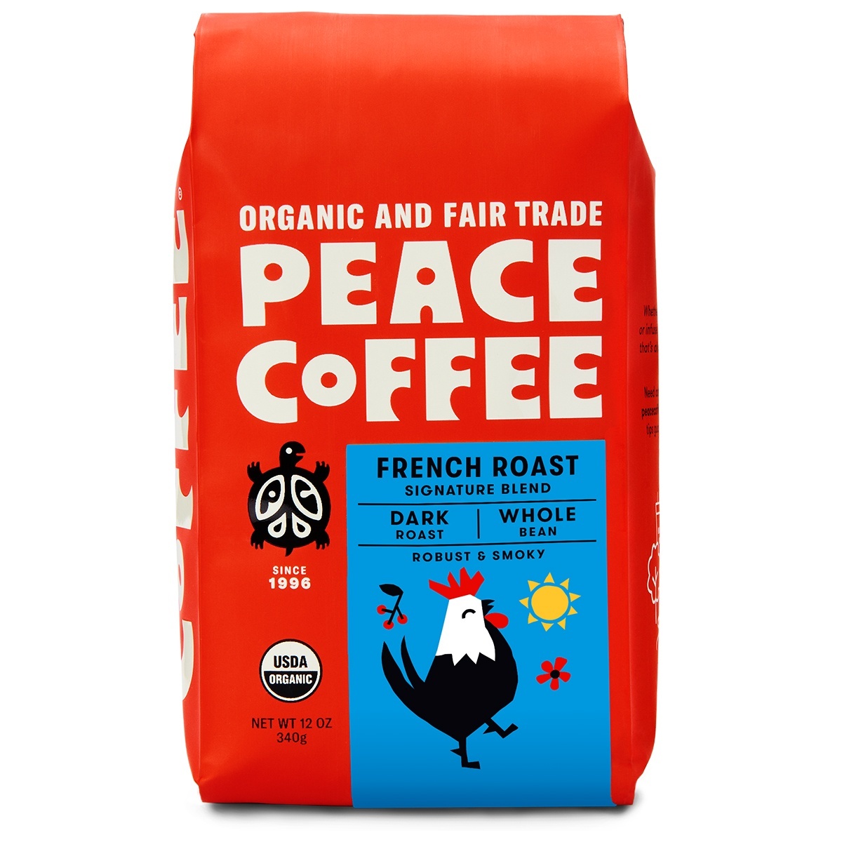 slide 1 of 1, Peace Coffee Organic French Roast Whole Bean Coffee - 12 oz, 12 oz