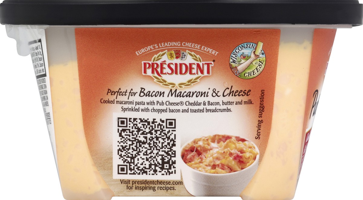 slide 3 of 6, Président Pub Cheese Cheddar & Bacon Spreadable Cheese 8 oz, 8 oz