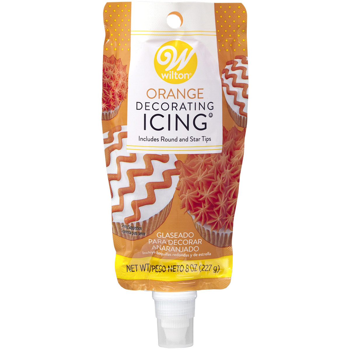 slide 1 of 2, Wilton Orange Decorating Icing Pouch with Round And Star Tips, 8 oz