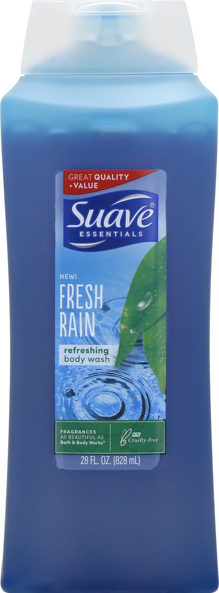 slide 3 of 12, Suave Essentials Refreshing Fresh Rain Body Wash 28 oz, 28 oz