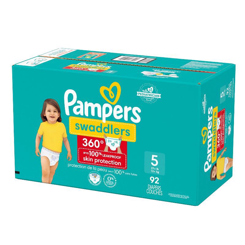 slide 4 of 13, Pampers Swaddler 360 Enormous Disposable Baby Diapers - Size 5 - 92ct, 92 ct