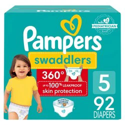 Pampers Swaddler 360 Enormous Disposable Baby Diapers - Size 5 - 92ct