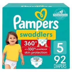 Pampers Swaddler 360 Enormous Disposable Baby Diapers - Size 5 - 92ct