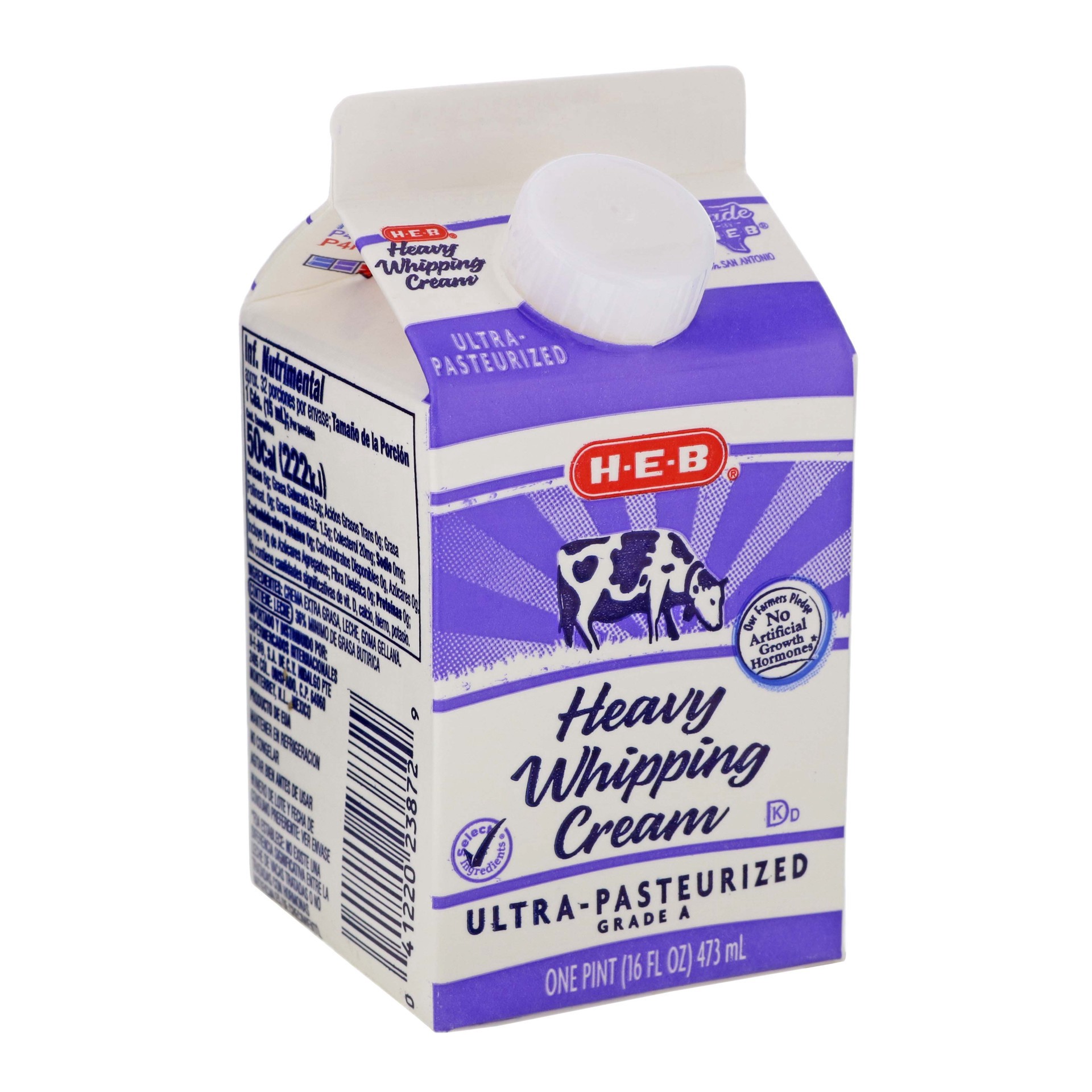 slide 1 of 1, H-E-B Heavy Whipping Cream, 16 oz