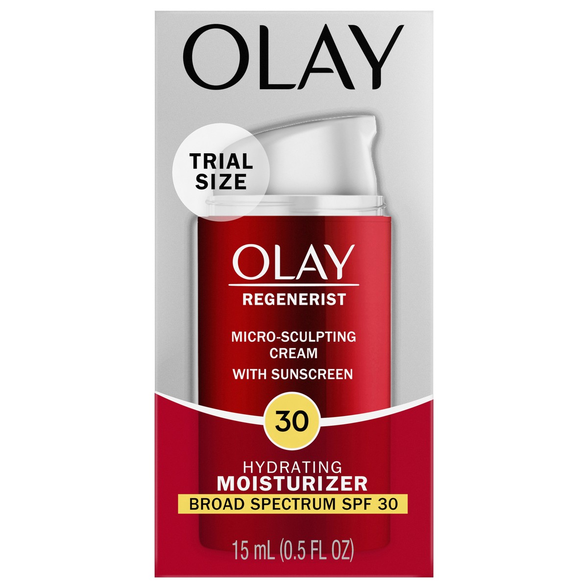 slide 1 of 5, Olay Regenerist Micro-Sculpting Cream Face Moisturizer with SPF 30, Trial Size 0.5 oz, 0.5 oz