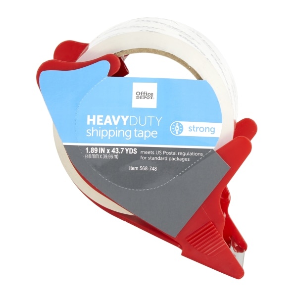 slide 1 of 5, Office Depot Brand Heavy-Duty Shipping Tape With Dispenser, 1.89'' X 43.7 Yd., Clear, 1 ct