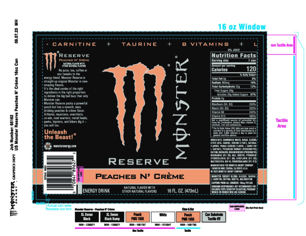 slide 4 of 7, Monster Reserve Peaches N' Cream Energy Drink - 16 fl oz, 16 fl oz