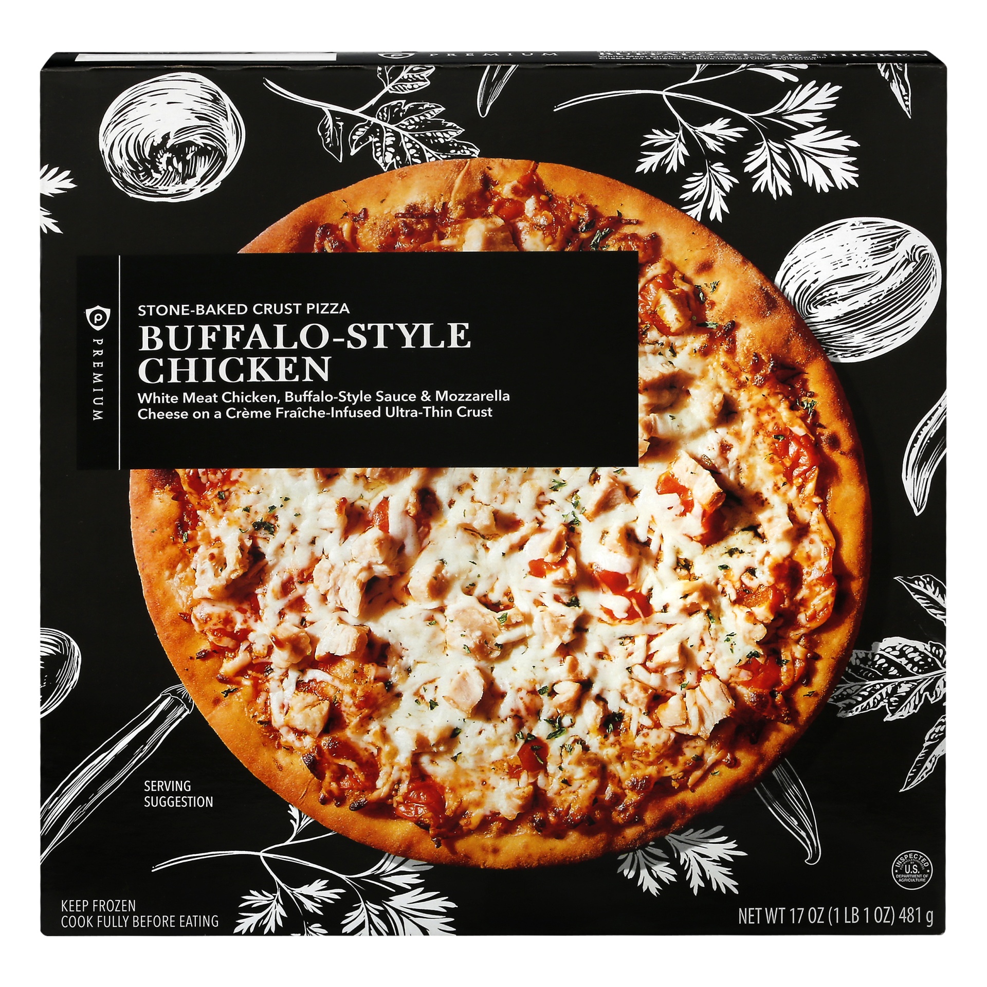 slide 1 of 1, Publix Premium Stone-Baked Crust Buffalo-Style Chicken Pizza, 17 oz
