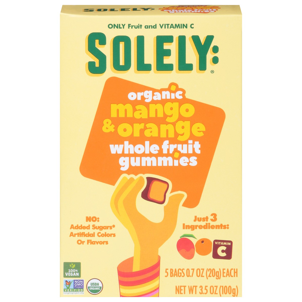 slide 1 of 1, Solely Organic Mango & Orange Whole Fruit Gummies 5 - 0.7 oz Bags, 5 ct