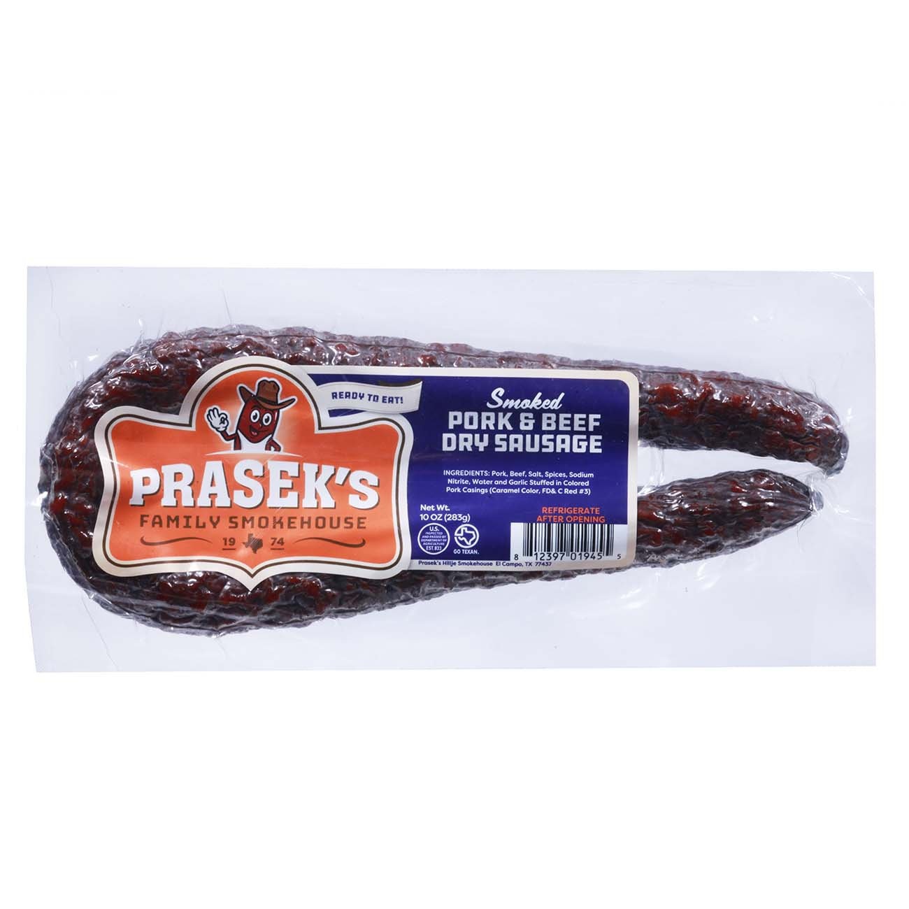 slide 1 of 1, Prasek's Semi-Dry Pork and Beef Sausage, 1 lb