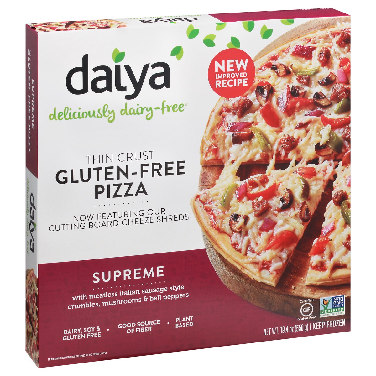 slide 13 of 14, Daiya Supreme Thin Crust Gluten-Free Pizza 19.4 oz, 19.4 oz