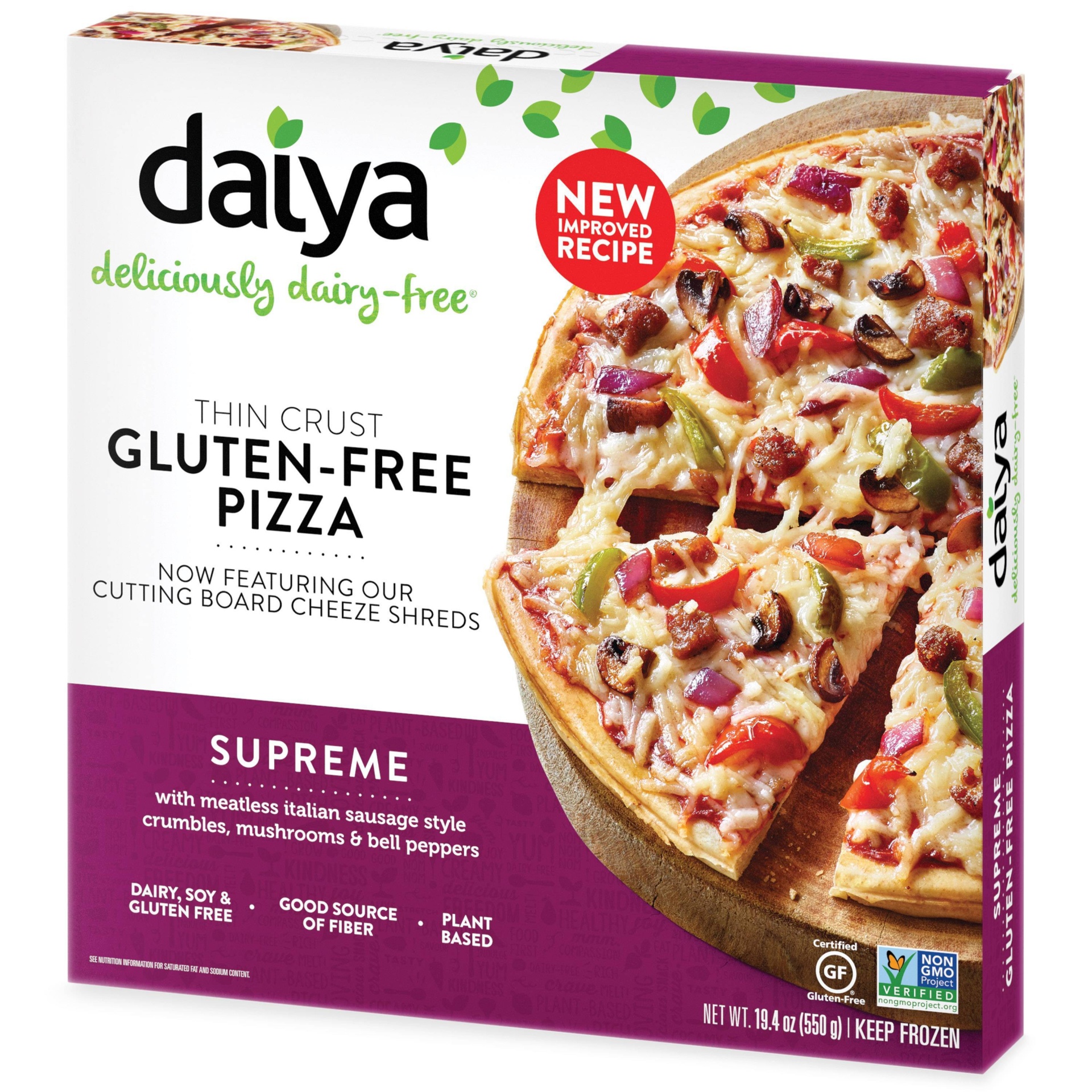 slide 1 of 4, Daiya Deliciously Dariy-Free Gluten Free Supreme Meatless Sausage & Vegetables Pizza, 19.4 oz