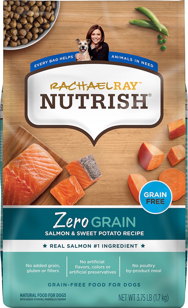 slide 7 of 8, Rachael Ray Nutrish Zero Grain Salmon & Sweet Potato Recipe, Dry Dog Food, 3.75lb Bag (Packaging May Vary), 3.75 lb