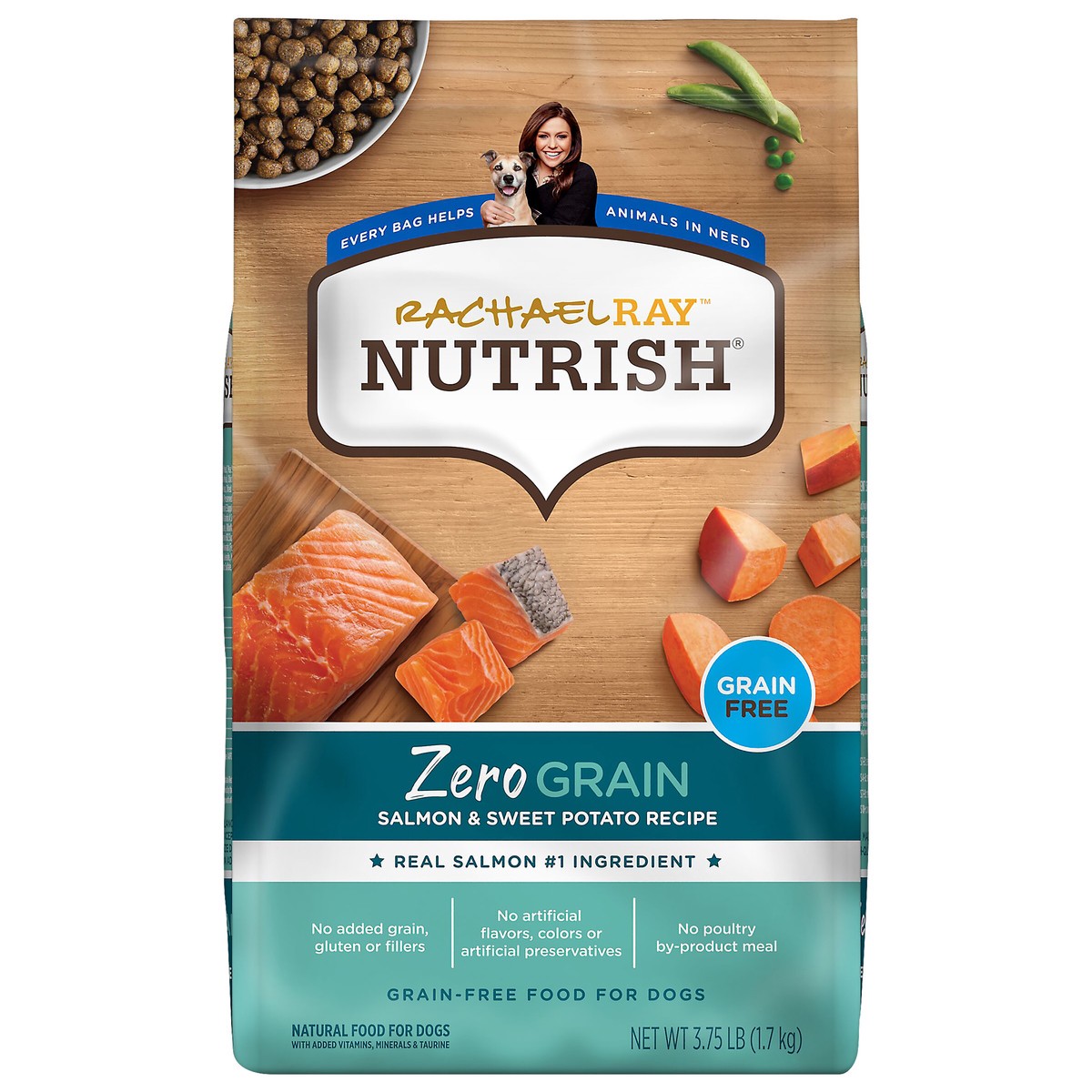 slide 1 of 8, Rachael Ray Nutrish Zero Grain Salmon & Sweet Potato Recipe, Dry Dog Food, 3.75lb Bag (Packaging May Vary), 3.75 lb