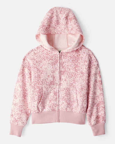 slide 1 of 2, Oshkosh Girls Floral Print DayDream Fleece Hooded Zip-Up Jacket - Pink Pink 8, 1 ct