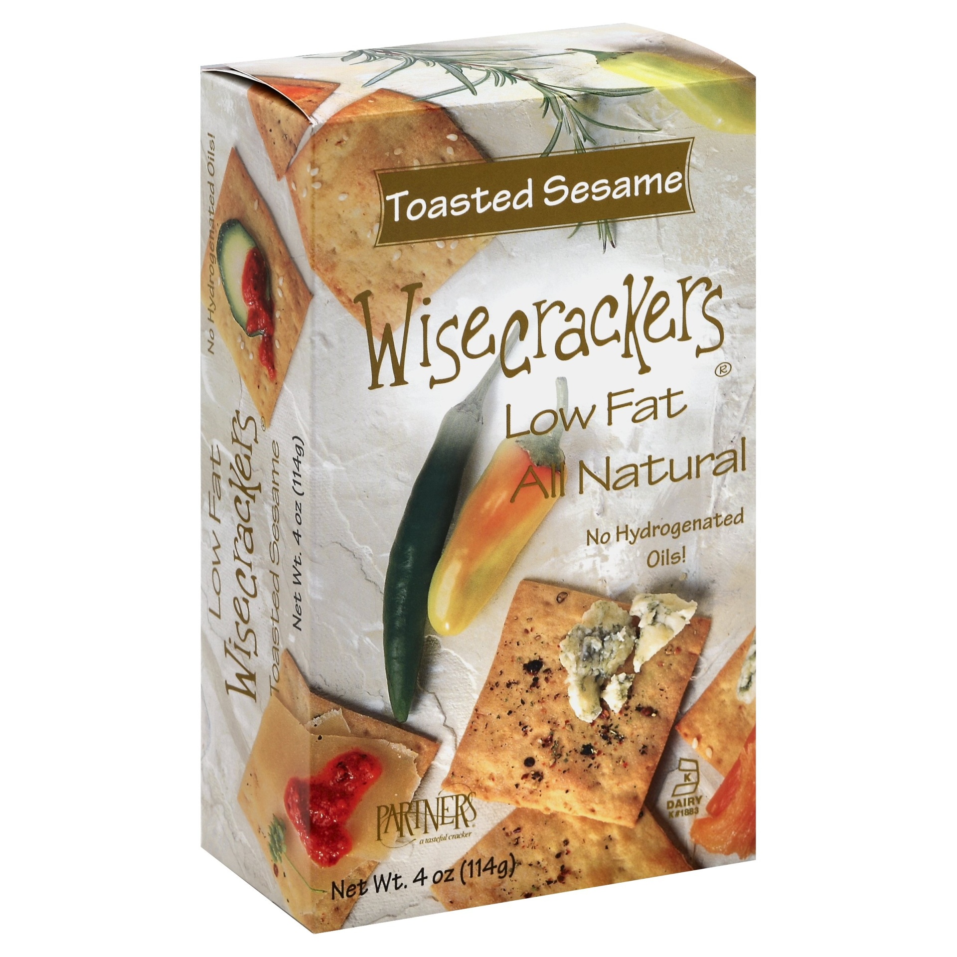 slide 1 of 1, Wisecrackers Toasted Sesame Crackers, 4 oz