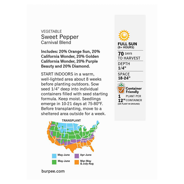 slide 4 of 5, Burpee Carnival Blend Sweet Pepper Seeds - Multi-Color, 200 mg