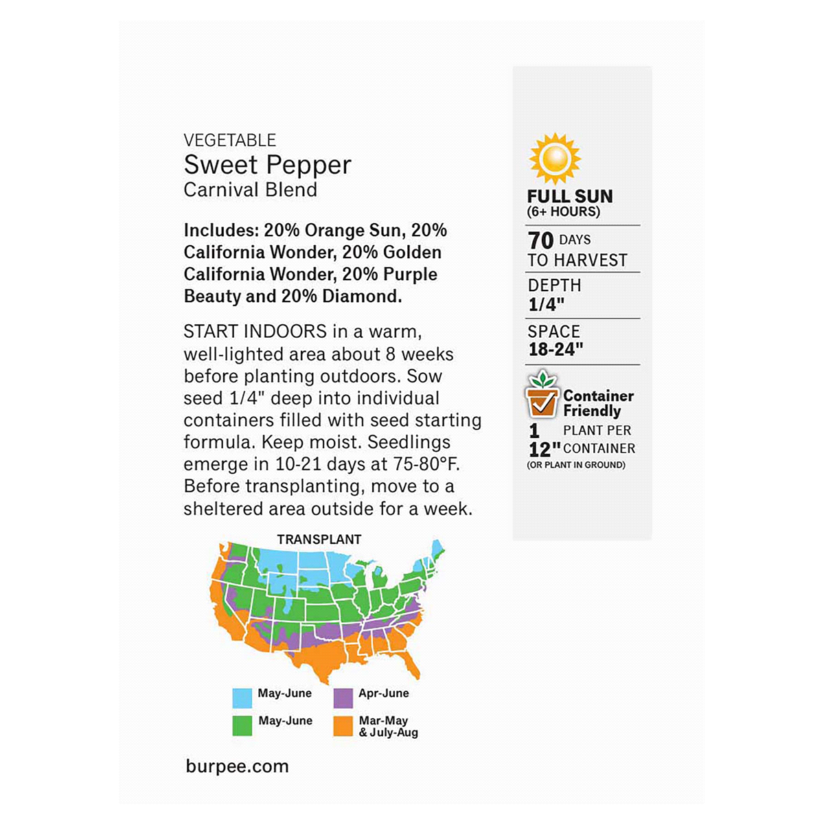 slide 5 of 5, Burpee Carnival Blend Sweet Pepper Seeds - Multi-Color, 200 mg