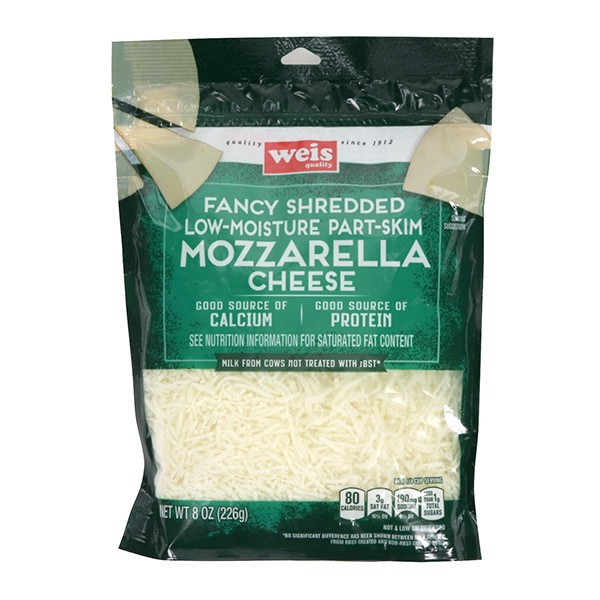 slide 1 of 1, Weis Quality Mozzarella Shredded Cheese, 8 oz