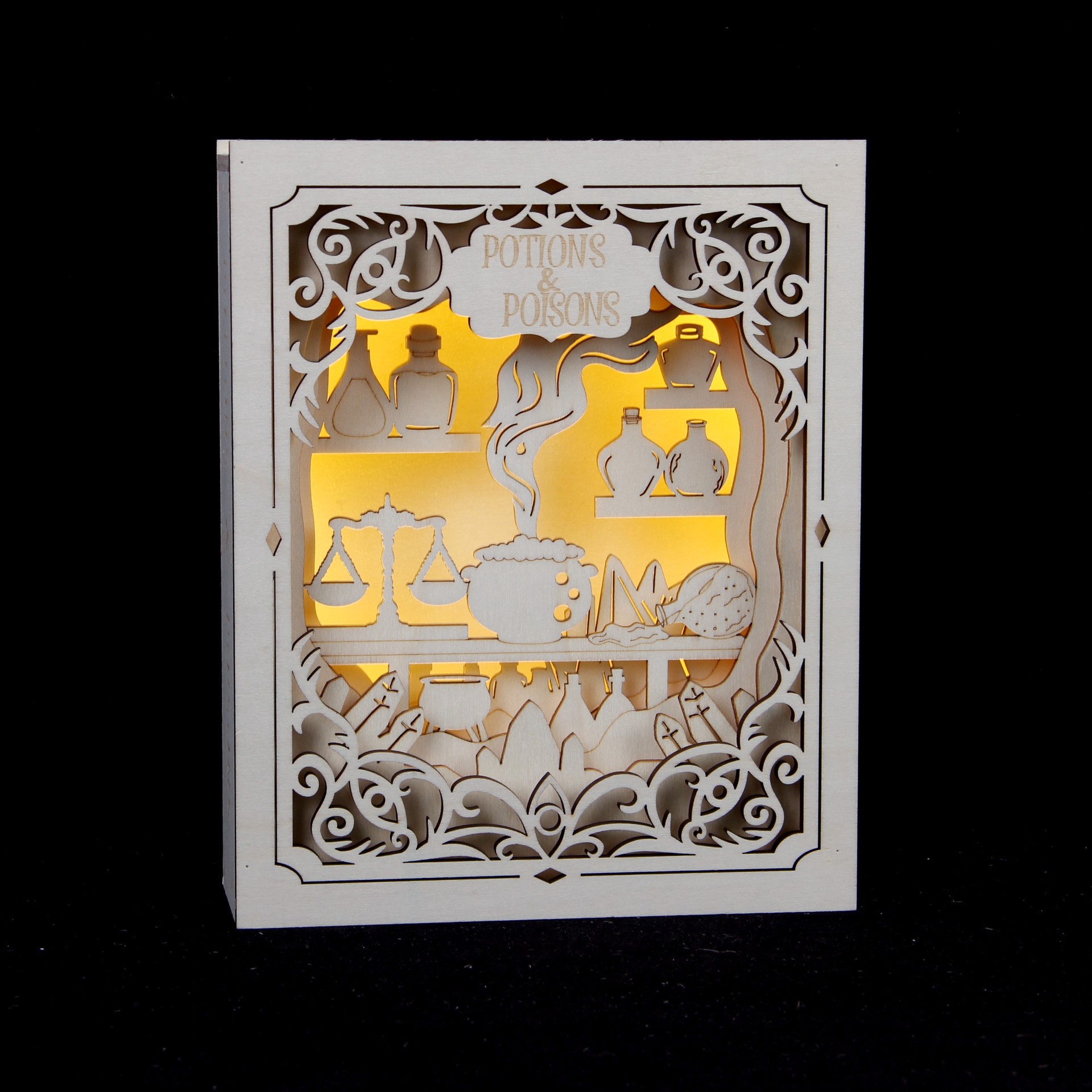 slide 2 of 4, 8.5" Potions & Poisons Book Diy Led Plywood Decor By Make Market, 8.5 in