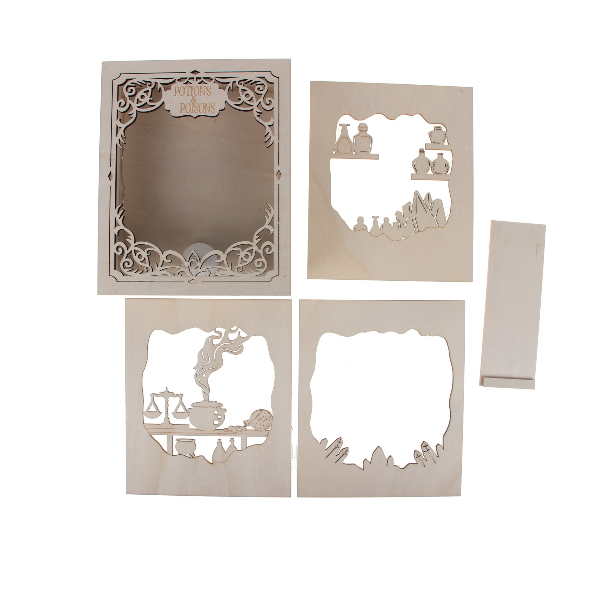 slide 3 of 4, 8.5" Potions & Poisons Book Diy Led Plywood Decor By Make Market, 8.5 in