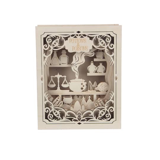 slide 1 of 4, 8.5" Potions & Poisons Book Diy Led Plywood Decor By Make Market, 8.5 in