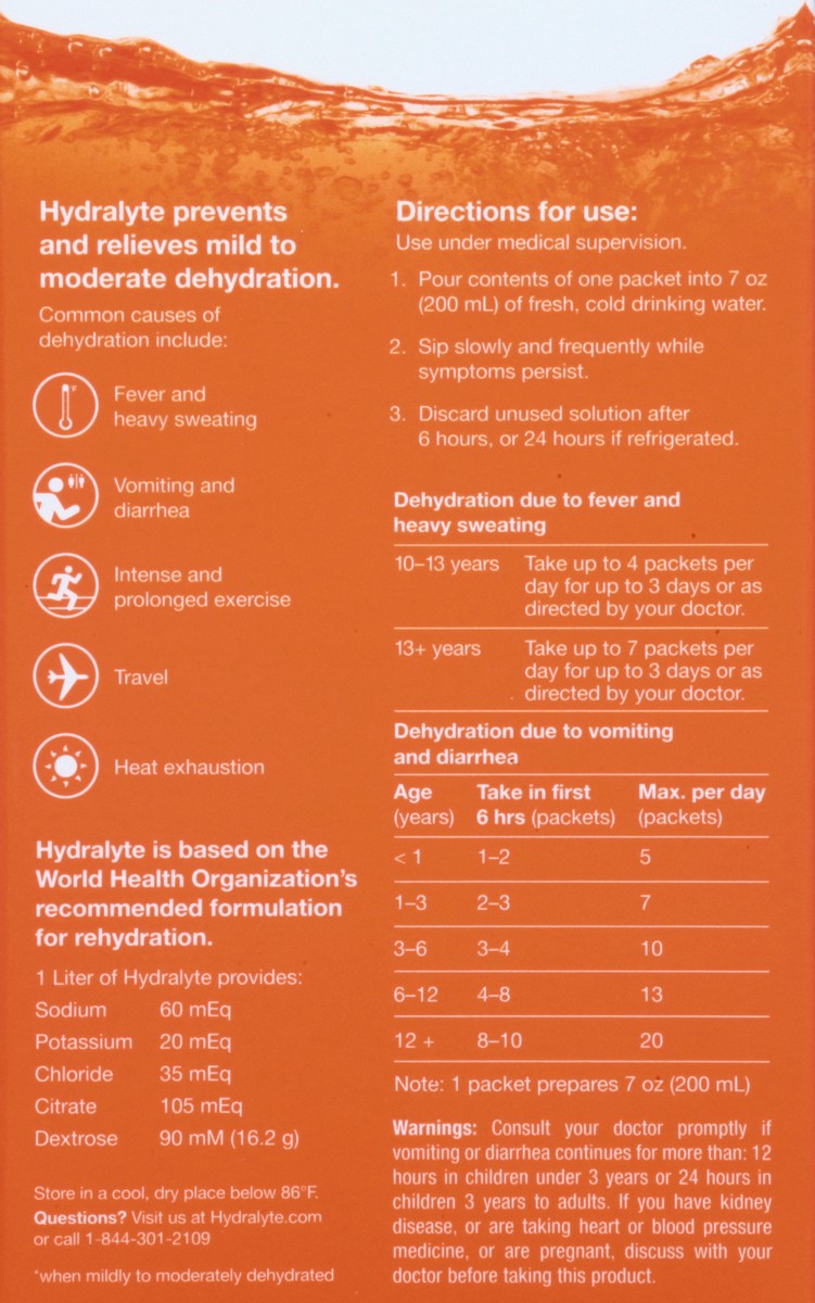 slide 2 of 13, Hydralyte Orange Electrolyte Powder 12 ea, 12 ct