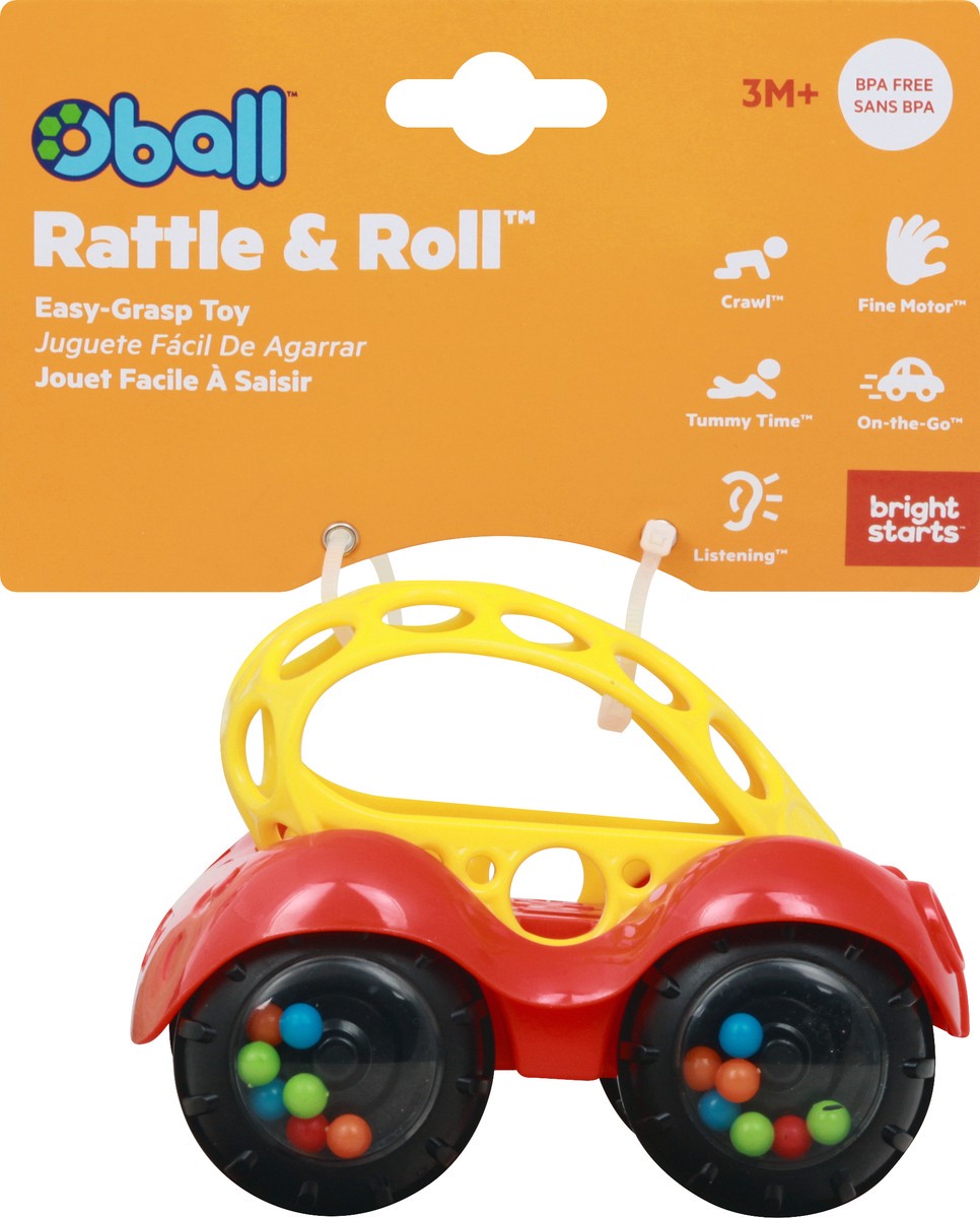 slide 1 of 5, Bright Starts Oball Rattle & Roll Easy-Grasp Toy 1 ea, 1 cnt