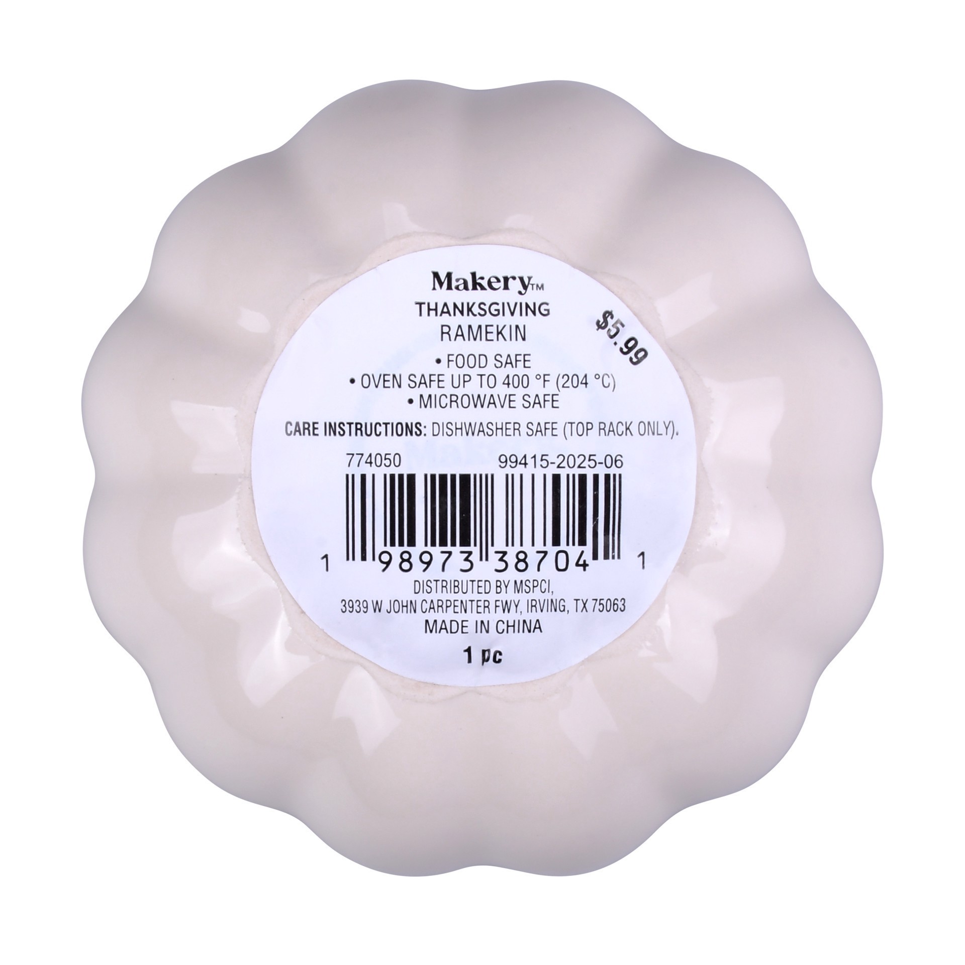 slide 3 of 4, 4" Cream Ceramic Pumpkin Ramekin By Makery, 4 in x 4 in x 2 in