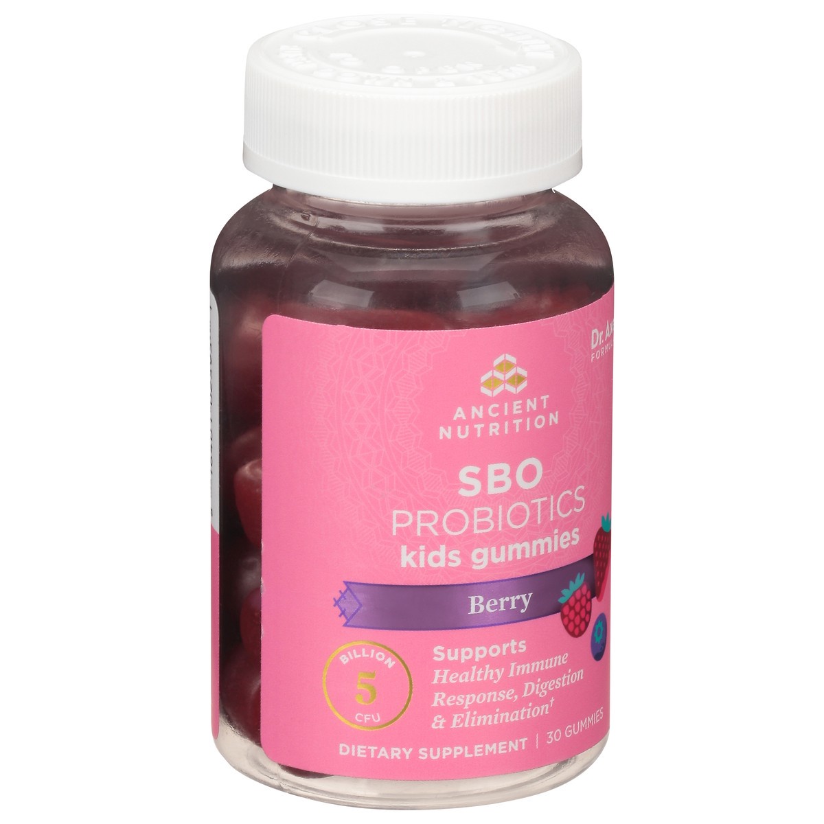 slide 4 of 9, Ancient Nutrition Sbo Probiotic Berry Flavor Kids Gummies, 30 ct